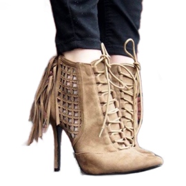 Sandalias altas ricamente decoradas 11047 caqui