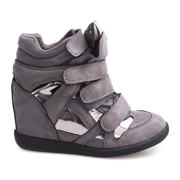 Deportivas Cuña Con Velcro 6041 Gris