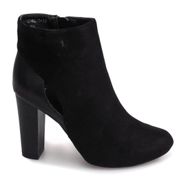 Botines de ante en poste con cremallera T-10 Negro