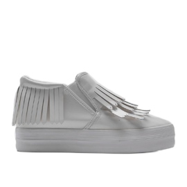 Zapatillas Lacadas Con Cuña KB-SQ-077 Blanco