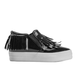 Zapatillas Lacadas Con Cuña KB-SQ-077 Negro