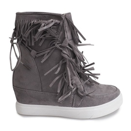Deportivas Cuña Flecos Boho 881-2 Gris