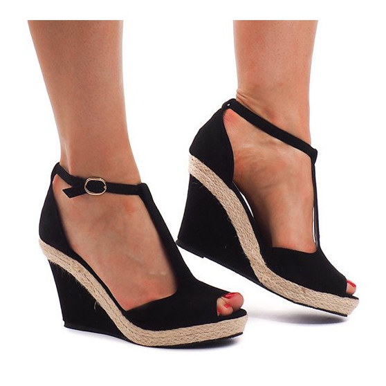 Sandalias Cuña Alpargatas 8302 Negro