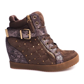 Zapatillas con cuña 6227-Y Khaki multicolor verde