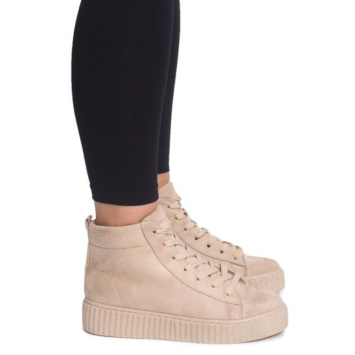 Botas altas Creepers en la plataforma beige WQ-001 Botas altas Creepers en la plataforma beige WQ-001