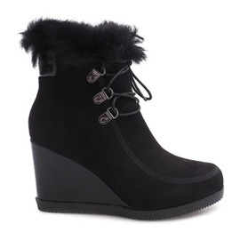 Botas cálidas en cuña J-6 Negro