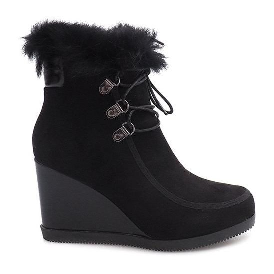 Botas cálidas en cuña J-6 Negro