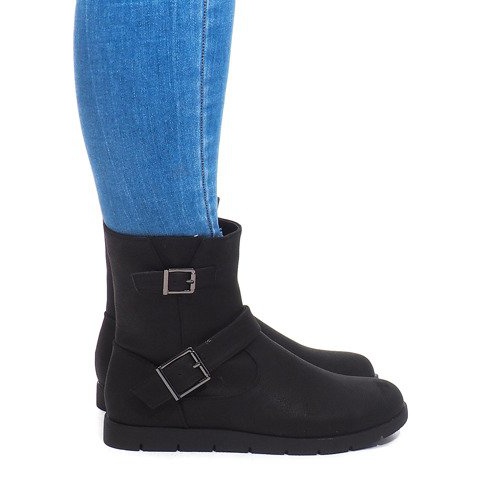 Botas cálidas con hebilla B9813 Negro Botas cálidas con hebilla B9813 Negro