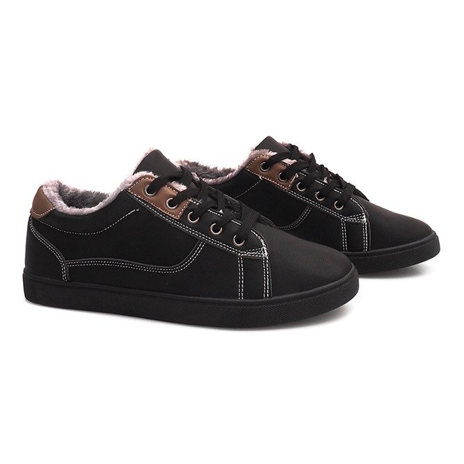 Zapatillas Cálidas Con Piel E754M-1 Negro Zapatillas Cálidas Con Piel E754M-1 Negro