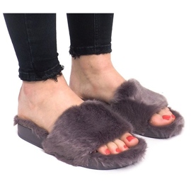 Pantuflas Con Piel 833 Gris