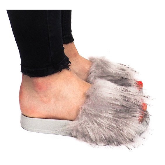 Pantuflas Con Piel HN51-5 Gris Pantuflas Con Piel HN51-5 Gris