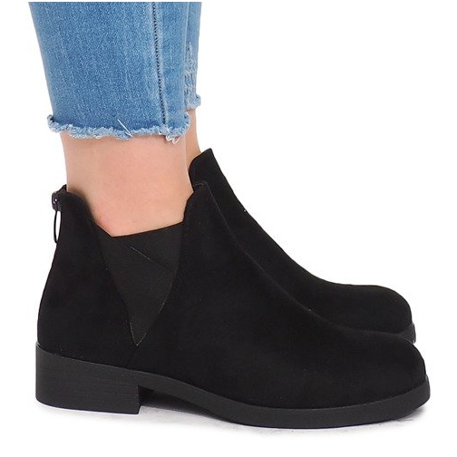 Botas de ante con banda elástica 8203Y Negro Botas de ante con banda elástica 8203Y Negro