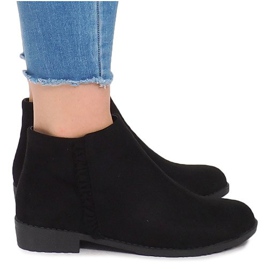 Botines de ante con cremalleras 99-387 Negro
