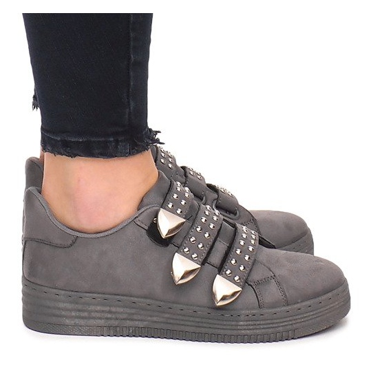 Deportivas Con Velcro Con Lentejuelas AB-3 Gris