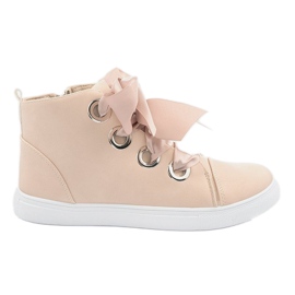 Botas de ante y lazos TL0147 Beige