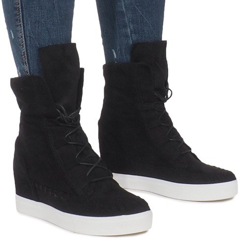 Zapatillas con cuña indias de ante negras negro