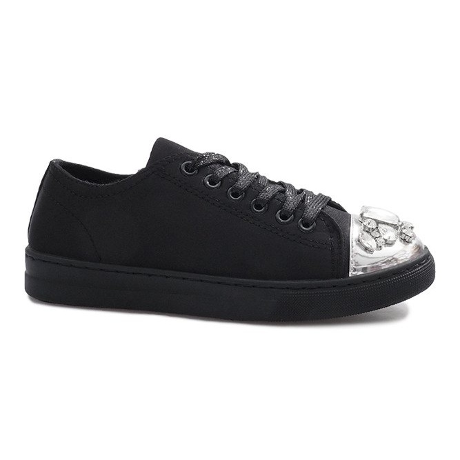 Zapatillas con detalles de diamantes negros