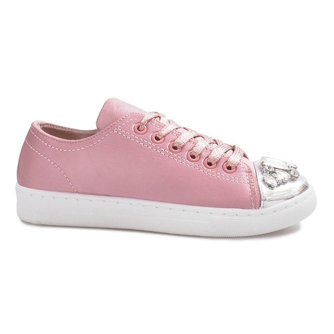 Zapatillas con diamantes decorados en beige rosado