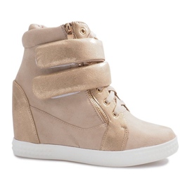 Deportivas de ante beige con velcro Amelia