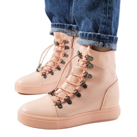 Zapatillas rosa caladas en la cuña Mathilde rosado