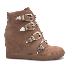 Zapatillas de ante rosa con hebillas Maya marrón rosado