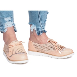 Mocasines rosa calados con flecos Pamole rosado