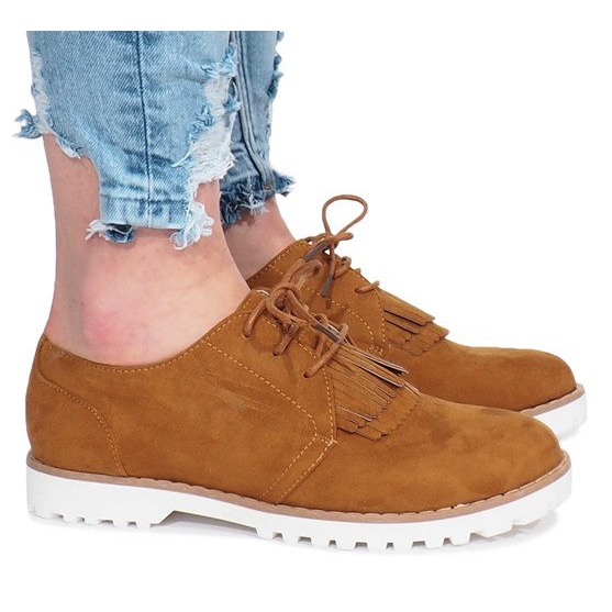 Mocasines camel con flecos Crushing Hard marrón