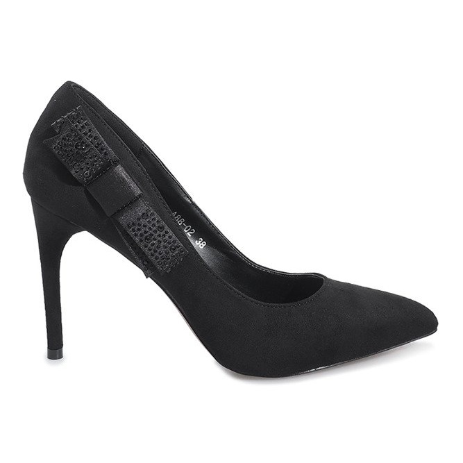 Tacones negros con lazo burdeos