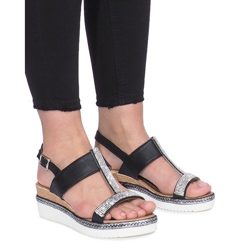 Sandalias de cuña negras Sixth Sens negro