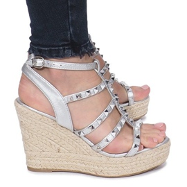 Sandalias de cuña plateadas alpargatas Mood gris