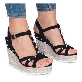 Sandalias con cuña negras de Chillin alpargatas negro