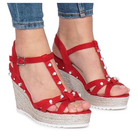 Sandalias de cuña rojas Alpargatas Chillin rojo