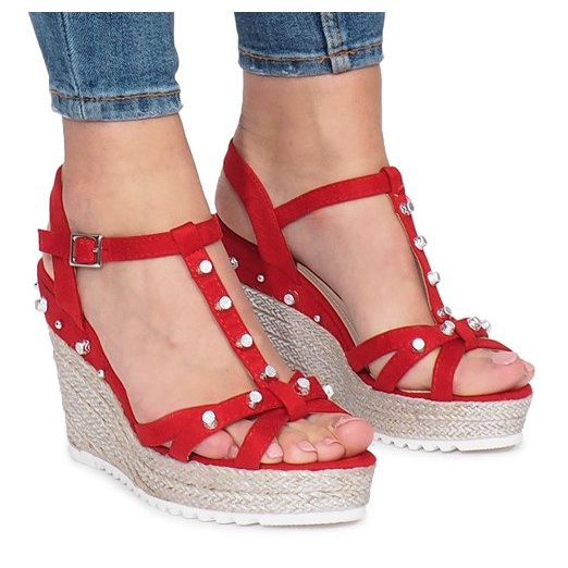 Sandalias de cuña rojas Alpargatas Chillin rojo