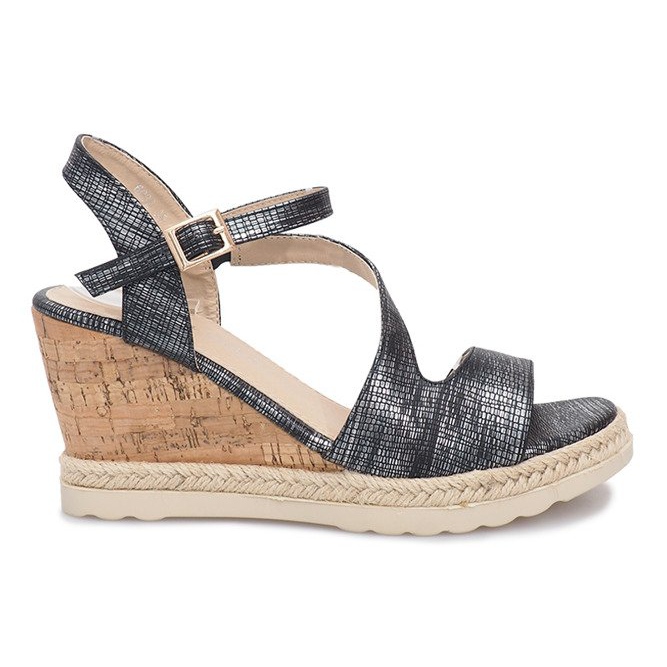 Sandalias con cuña negras de Suede negro