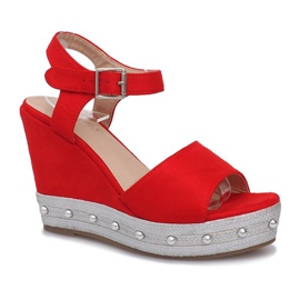 Travel sandalias de cuña rojas rojo