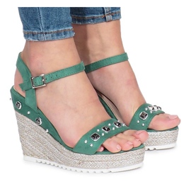 Sandalias verdes en el tacón de cuña Glam Shine