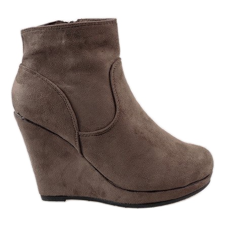 Botas de ante con cuña 122D Marrón