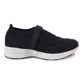 Zapatos negros puntiagudos con adornos de diamantes JT16-1