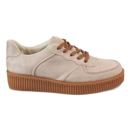 Creepers con cordones beige 7-K3568B