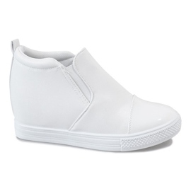 Zapatillas blancas en la cuña DD409-2 blanco