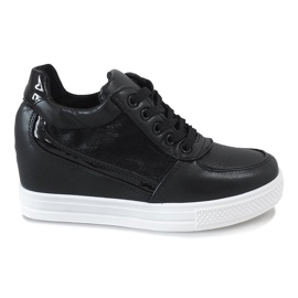 Zapatillas negras de cuña con encaje MY562 negro