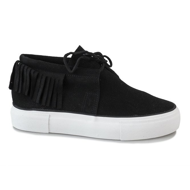 Creepers negras con flecos boho A-63 negro