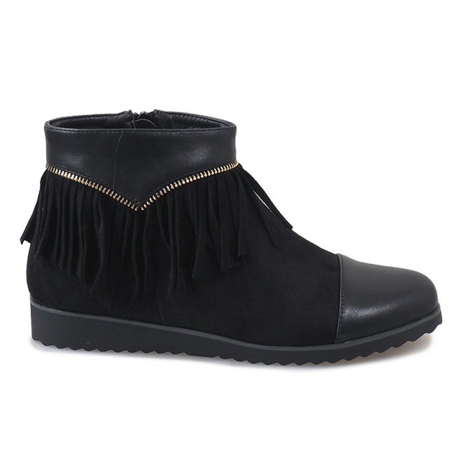 Botas negras con flecos de boho TL-19 negro