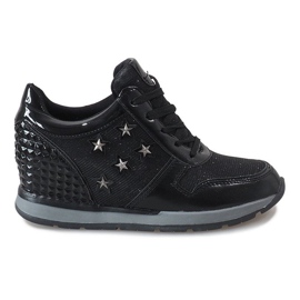 Deportivas negras de cuña con estrellas BM1915-3 negro