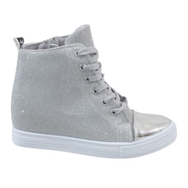 Zapatillas plateadas en la cuña DD385-2 gris