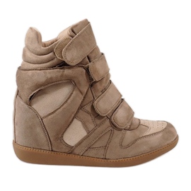 Zapatillas de cuña camel H6601-32 marrón