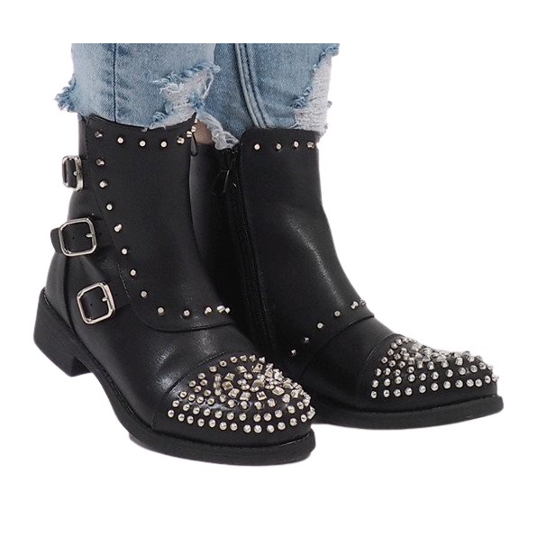 Botas negras aisladas con tachuelas HQ1268 negro Botas negras aisladas con tachuelas HQ1268 negro