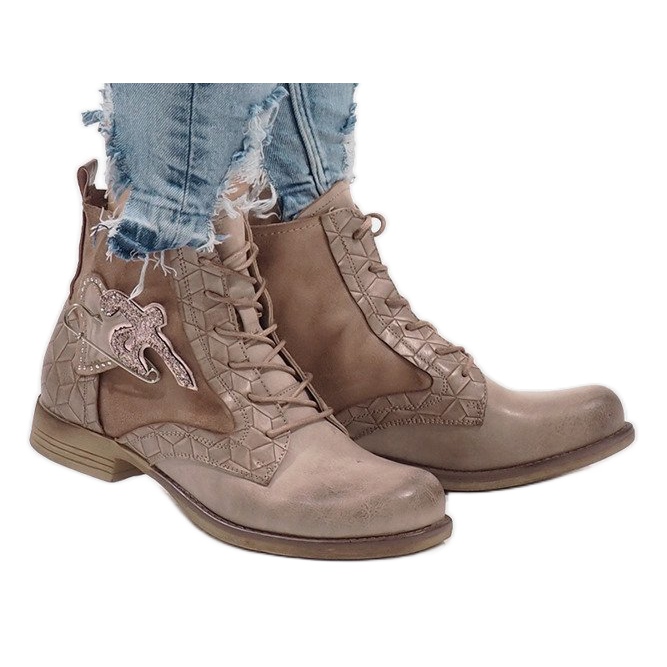 Botas rosas con pin F2322 multicolor rosado