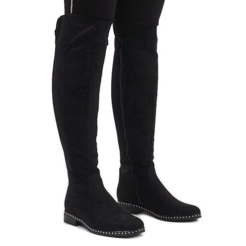 Botas de ante negro con tachuelas H305