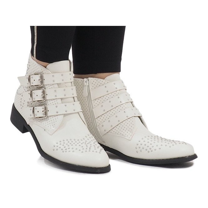 Botas blancas con tachuelas HQ909 blanco Botas blancas con tachuelas HQ909 blanco